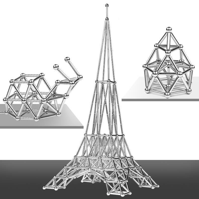 Magnetic Building Set | DIY Magnetic Sculpture Kit | Steel Balls & Magnetic Rods | Stress Relief