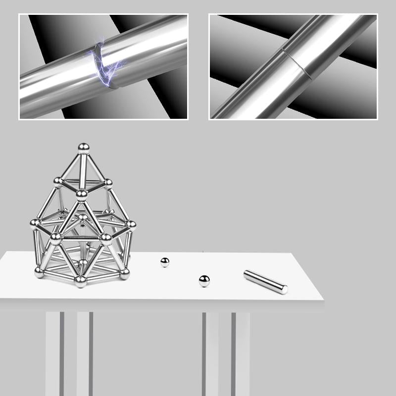 Magnetic Building Set | DIY Magnetic Sculpture Kit | Steel Balls & Magnetic Rods | Stress Relief