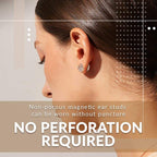 Magnetic Ear Studs | No-Piercing Magnetic Design | Gold Plated & Cubic Zirconia | Gift-Ready
