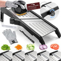 Mandoline Slicer | Adjustable Thickness & Stainless Steel Blade | Cut-Resistant Gloves