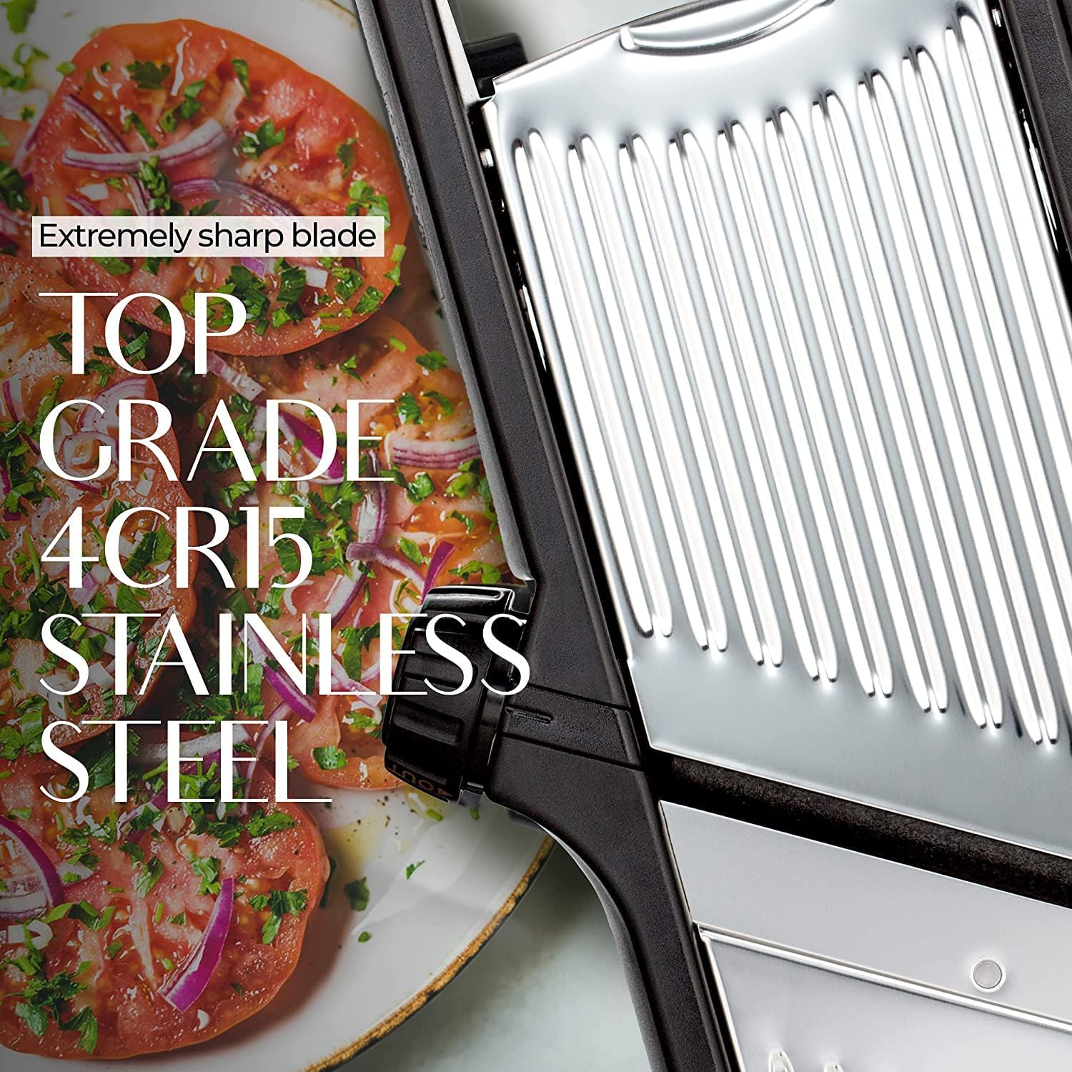 Mandoline Slicer | Adjustable Thickness & Stainless Steel Blade | Cut-Resistant Gloves