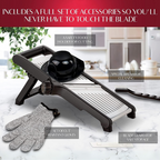 Mandoline Slicer | Adjustable Thickness & Stainless Steel Blade | Cut-Resistant Gloves