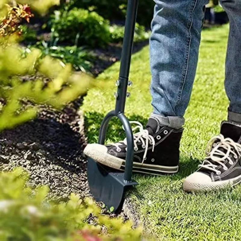 Manual Lawn Edger | Crescent Serrated Blade | Hardened Steel Head & Long Handle