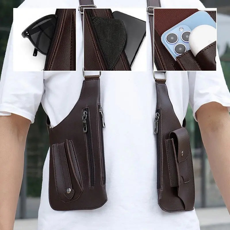 Men's Anti-Theft Shoulder Bag | Tactical & Ergonomic Strap | Water-Resistant Faux Leather