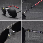 Men's Aviator Sunglasses | Polarized UV400 Lens | Lightweight Aluminum Frame