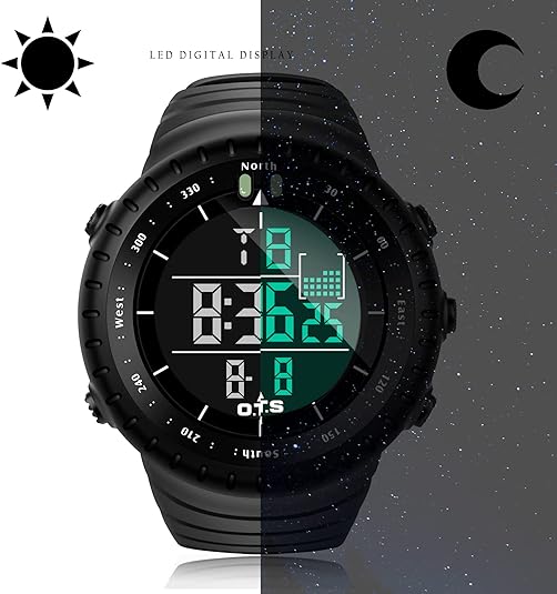 Men's Digital Sports Watch | Tactical Design | Waterproof & Shock-Resistant with LED Backlight