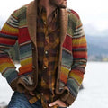 Men's Knit Cardigan | Striped Shawl Collar | Relaxed Fit & Open Front | Versatile Layering
