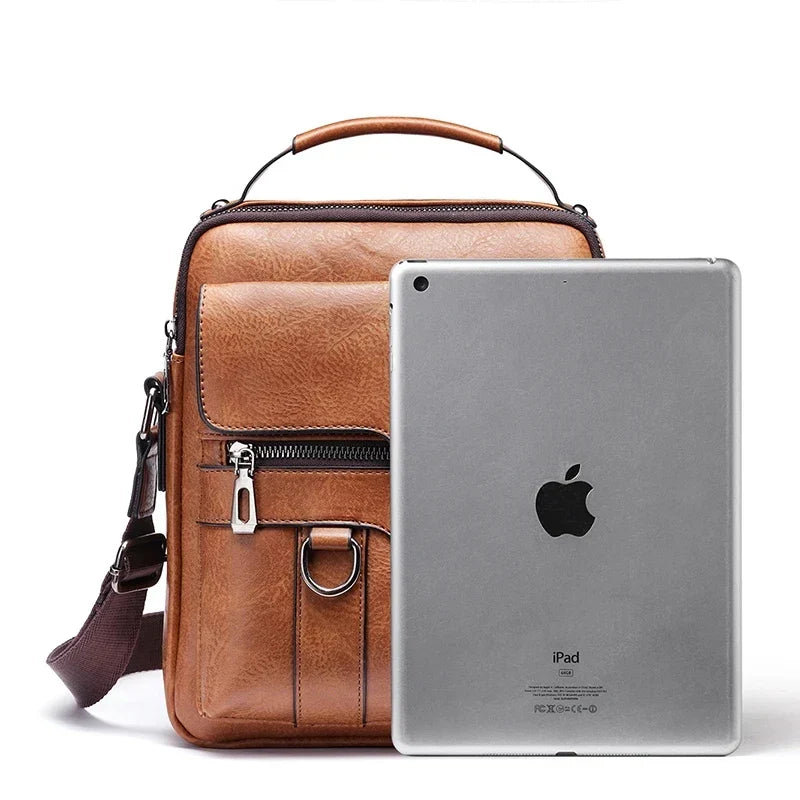 Men's Leather Shoulder Bag | Classic Vintage Design | Genuine Leather & Organizer Compartments