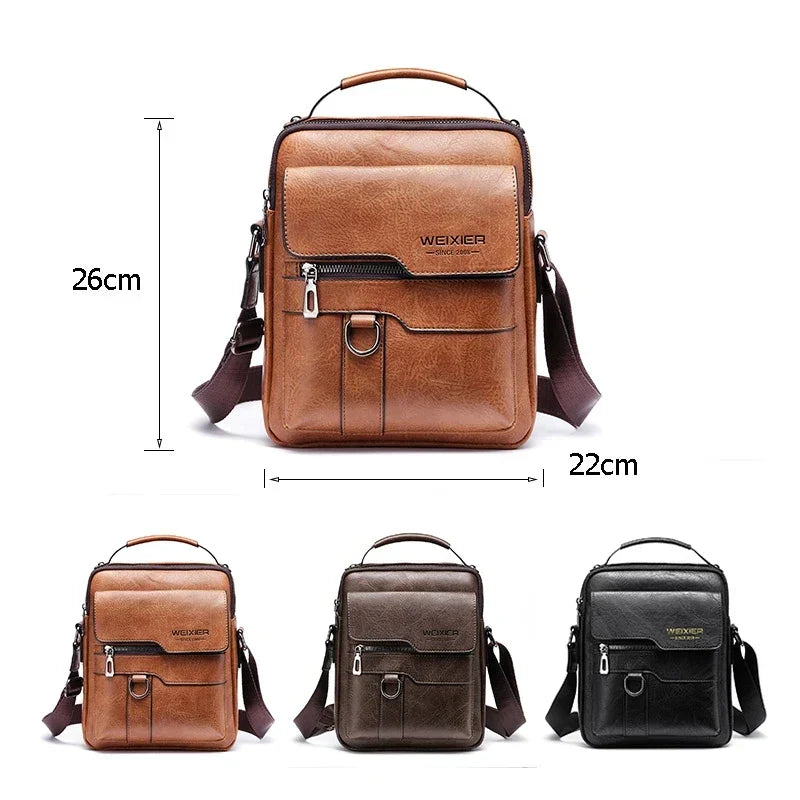 Men's Leather Shoulder Bag | Classic Vintage Design | Genuine Leather & Organizer Compartments