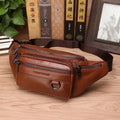 Men's Leather Waist Bag | Genuine Cowhide Leather | Spacious & Multiple Pockets | Travel Ready
