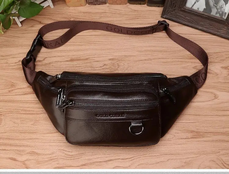 Men's Leather Waist Bag | Genuine Cowhide Leather | Spacious & Multiple Pockets | Travel Ready