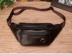 Men's Leather Waist Bag | Genuine Cowhide Leather | Spacious & Multiple Pockets | Travel Ready