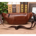 Men's Leather Waist Bag | Genuine Cowhide Leather | Spacious & Multiple Pockets | Travel Ready