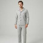 Men's Plaid Pajama Set | Button-Front Shirt | Breathable Soft Fabric | Comfortable Fit