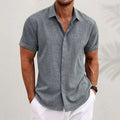 Men's Short-Sleeve Shirt | Breathable Cotton-Linen Blend | Lightweight Comfortable Fit