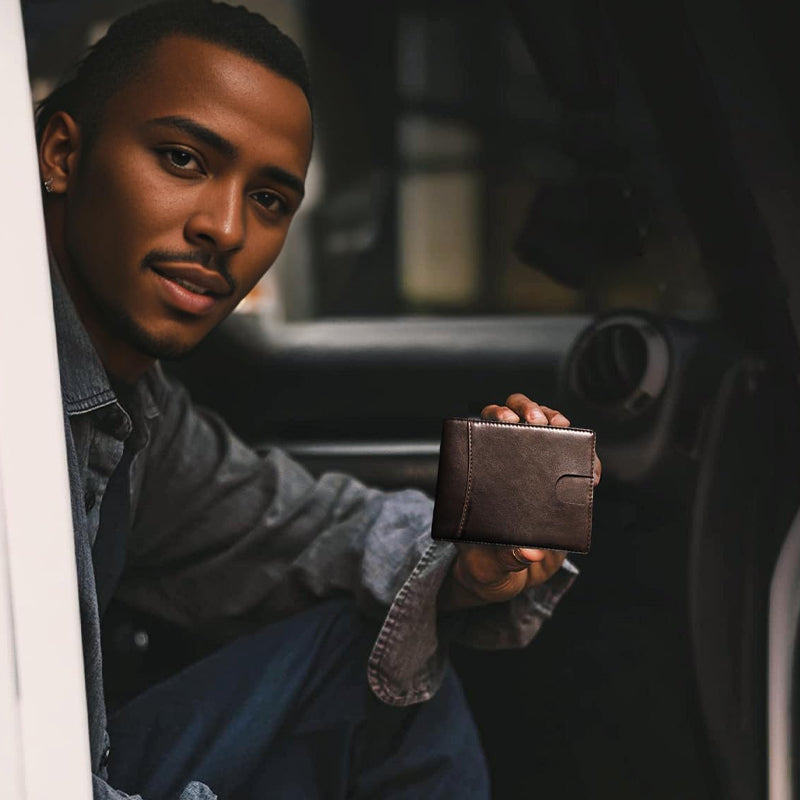 Men's Slim Wallet | RFID-Blocking Money Clip | Genuine Leather | Front-Pocket Carry