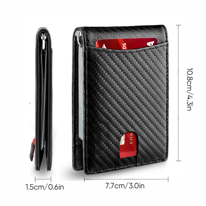 Men's Slim Wallet | RFID-Blocking Money Clip | Genuine Leather | Front-Pocket Carry