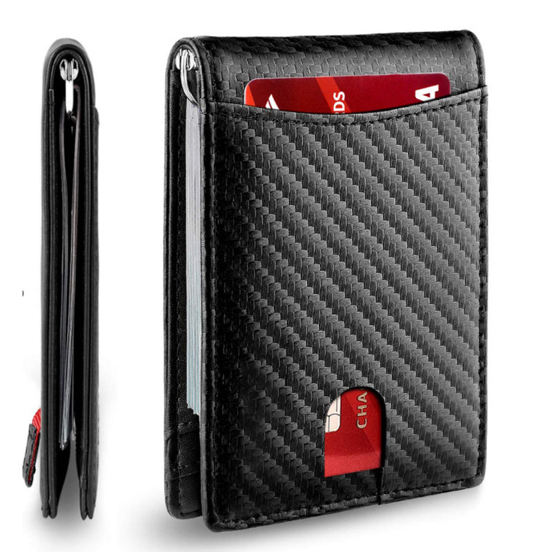 Men's Slim Wallet | RFID-Blocking Money Clip | Genuine Leather | Front-Pocket Carry