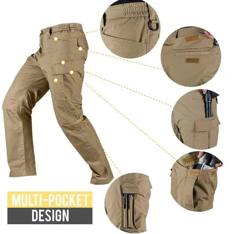 Men's Tactical Cargo Pants | Water-Resistant Ripstop | Multi-Pocket Design | Outdoor Ready