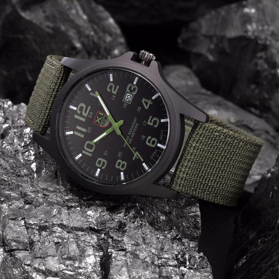 Men's Tactical Watch | Waterproof 50m & Shock-Resistant | Stainless Steel Case & Silicone Band