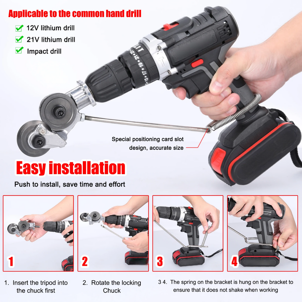 Metal Cutting Attachment for Drill | Heavy-Duty Cutter | Hardened Steel Blades | Precise Alignment