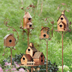 Metal Garden Stake Birdhouse | Artistic Decorative Design | 75 cm Ground Stake