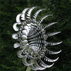 Metal Garden Wind Spinner | Round Multi-Blade Kinetic | 31cm Diameter Telescopic Pole