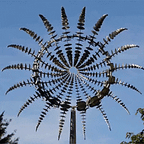 Metal Garden Wind Spinner | Round Multi-Blade Kinetic | 31cm Diameter Telescopic Pole