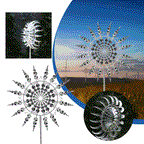 Metal Garden Wind Spinner | Round Multi-Blade Kinetic | 31cm Diameter Telescopic Pole