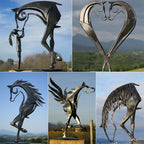 Metal Horse Sculpture | Handcrafted Rustic Bronze Finish | Weather-Resistant 20 × 20 cm