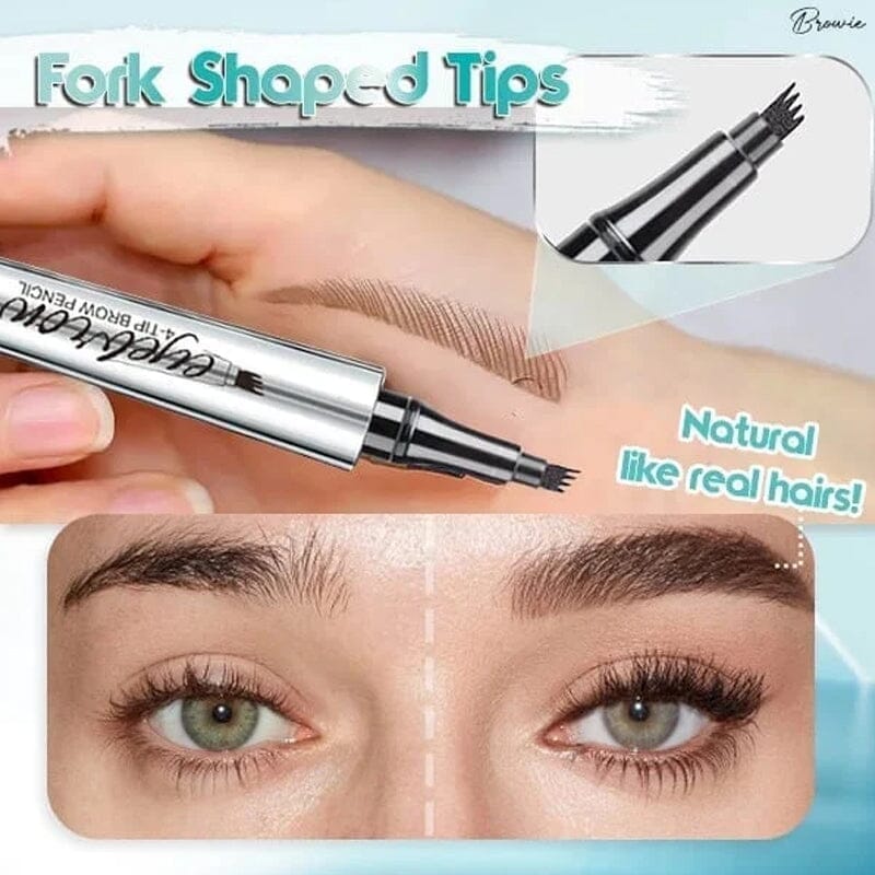 Microblading Brow Pencil | 4-Prong Tip | Waterproof & Smudge-Proof | Natural Finish