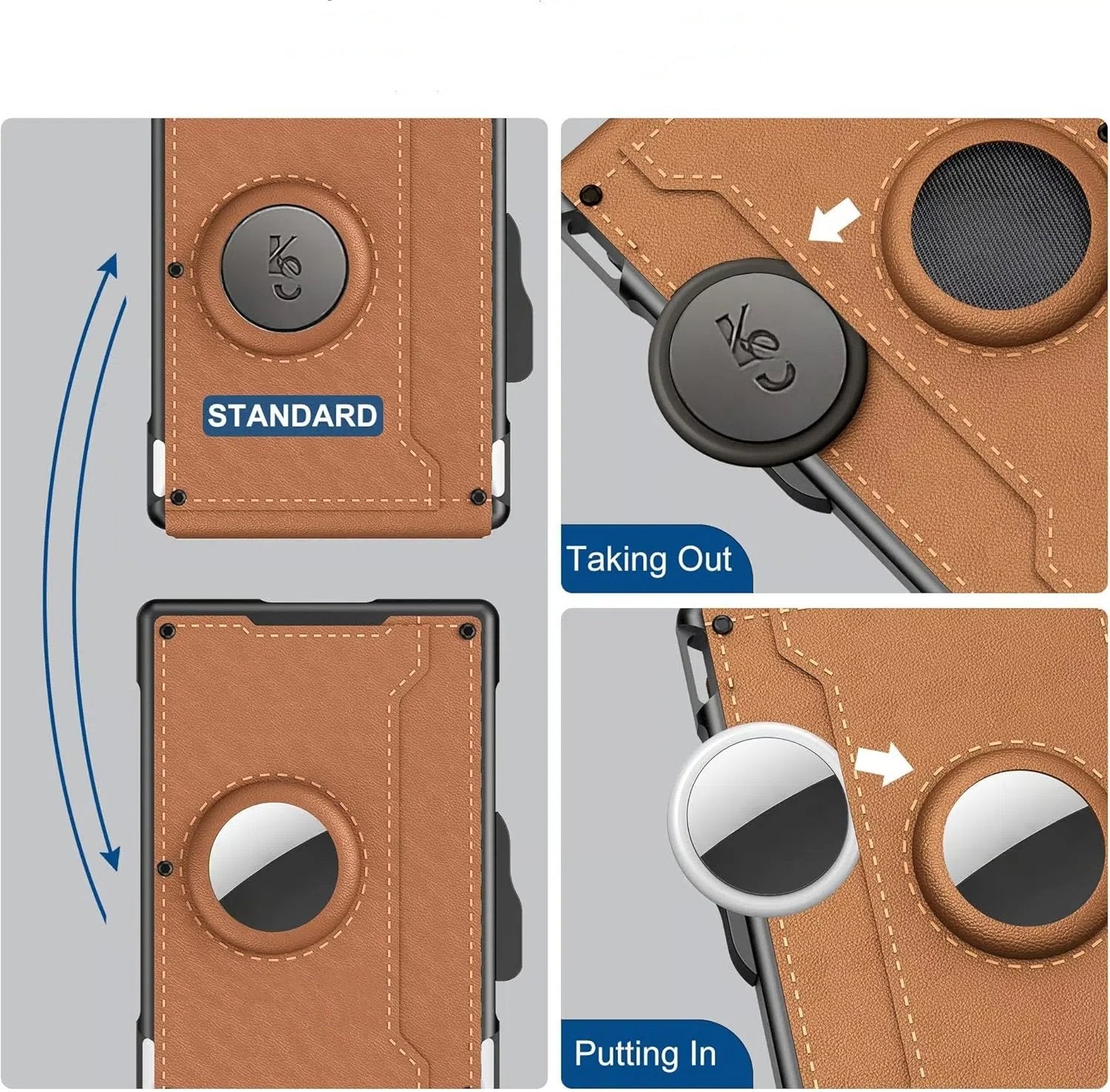 Minimalist Wallet | Pop-Up Aluminum Card Holder & Tracker Pocket | Leather Exterior & RFID Blocking