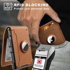 Minimalist Wallet | Pop-Up Aluminum Card Holder & Tracker Pocket | Leather Exterior & RFID Blocking