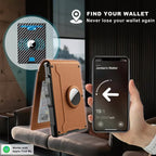 Minimalist Wallet | Pop-Up Aluminum Card Holder & Tracker Pocket | Leather Exterior & RFID Blocking