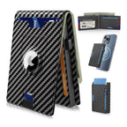 Minimalist Wallet | Pop-Up Aluminum Card Holder & Tracker Pocket | Leather Exterior & RFID Blocking