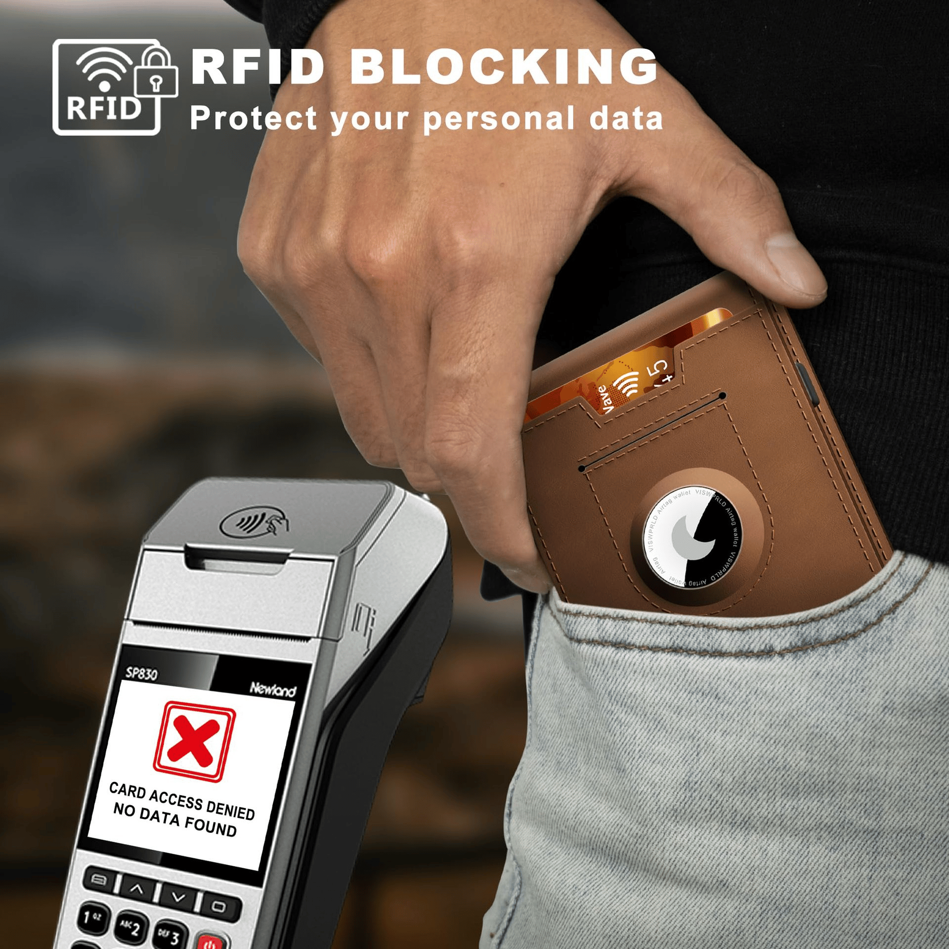 Minimalist Wallet | Pop-Up Aluminum Card Holder & Tracker Pocket | Leather Exterior & RFID Blocking