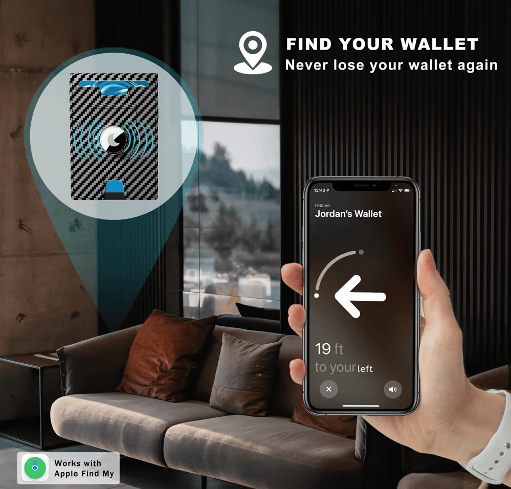 Minimalist Wallet | Pop-Up Aluminum Card Holder & Tracker Pocket | Leather Exterior & RFID Blocking
