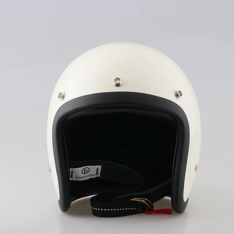 Motorcycle Helmet | Vintage Low-Profile | Fiberglass Shell & Removable Liner | DOT & ECE Approved