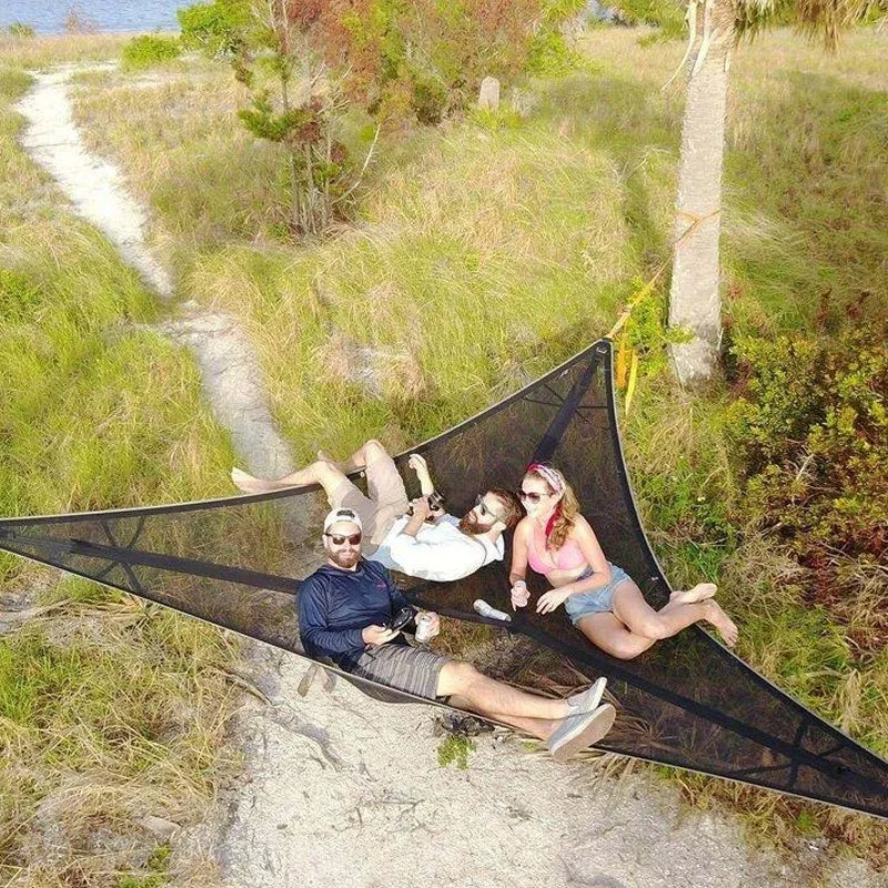 Multi-Person Camping Hammock | 3-Point Suspension | Durable Nylon Fabric | Family & Group Use