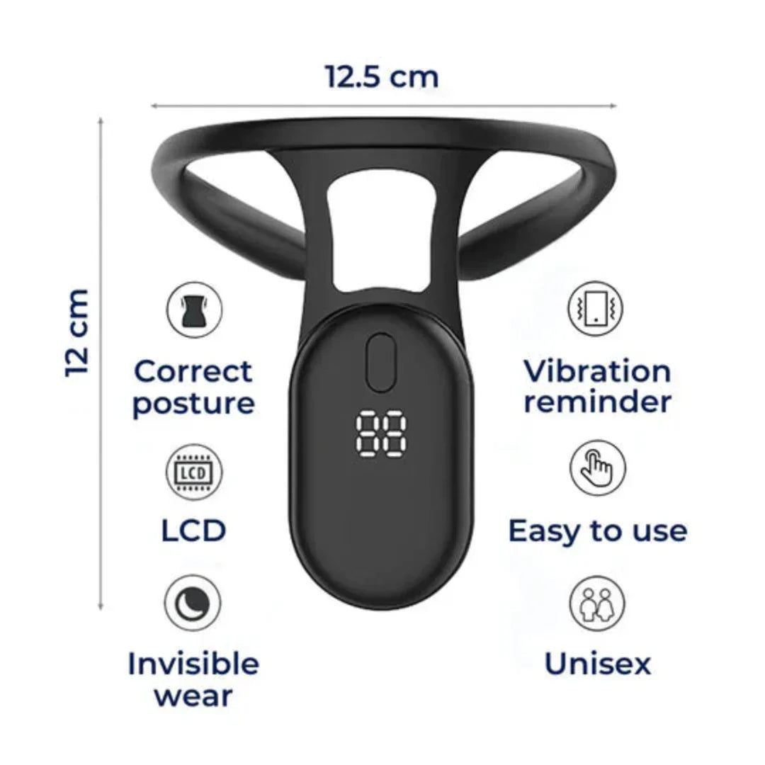 Neck Posture Brace for Adults & Teens | Real-Time Posture Feedback | Silicone | Week-Long Battery