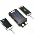 Outdoor Portable Power Bank | Solar Charging & LED Flashlight | 20000mAh Dual USB | Waterproof