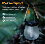 Outdoor Solar Flame Lantern | Realistic Flickering Flame | Hemp Rope Matte Finish | 12-Hour Glow