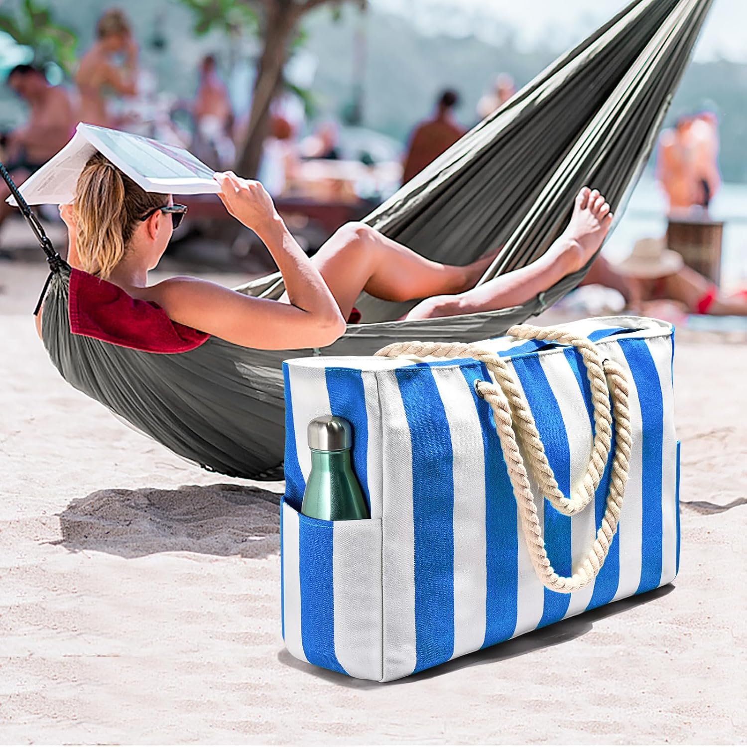 Oversized Beach Tote | Waterproof & Sandproof | 20L Capacity, Reinforced Base & Zippered Closure
