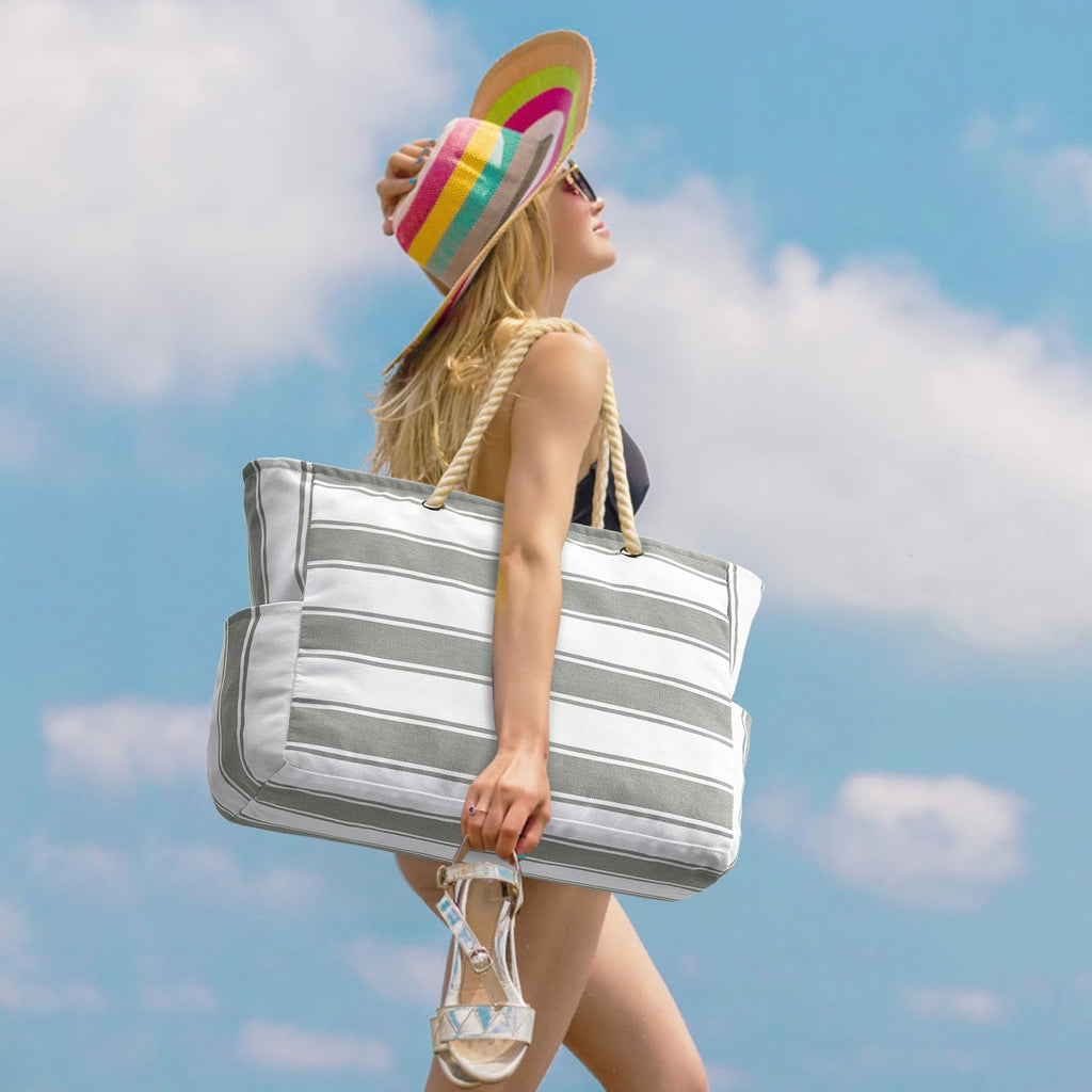 Oversized Beach Tote | Waterproof & Sandproof | 20L Capacity, Reinforced Base & Zippered Closure
