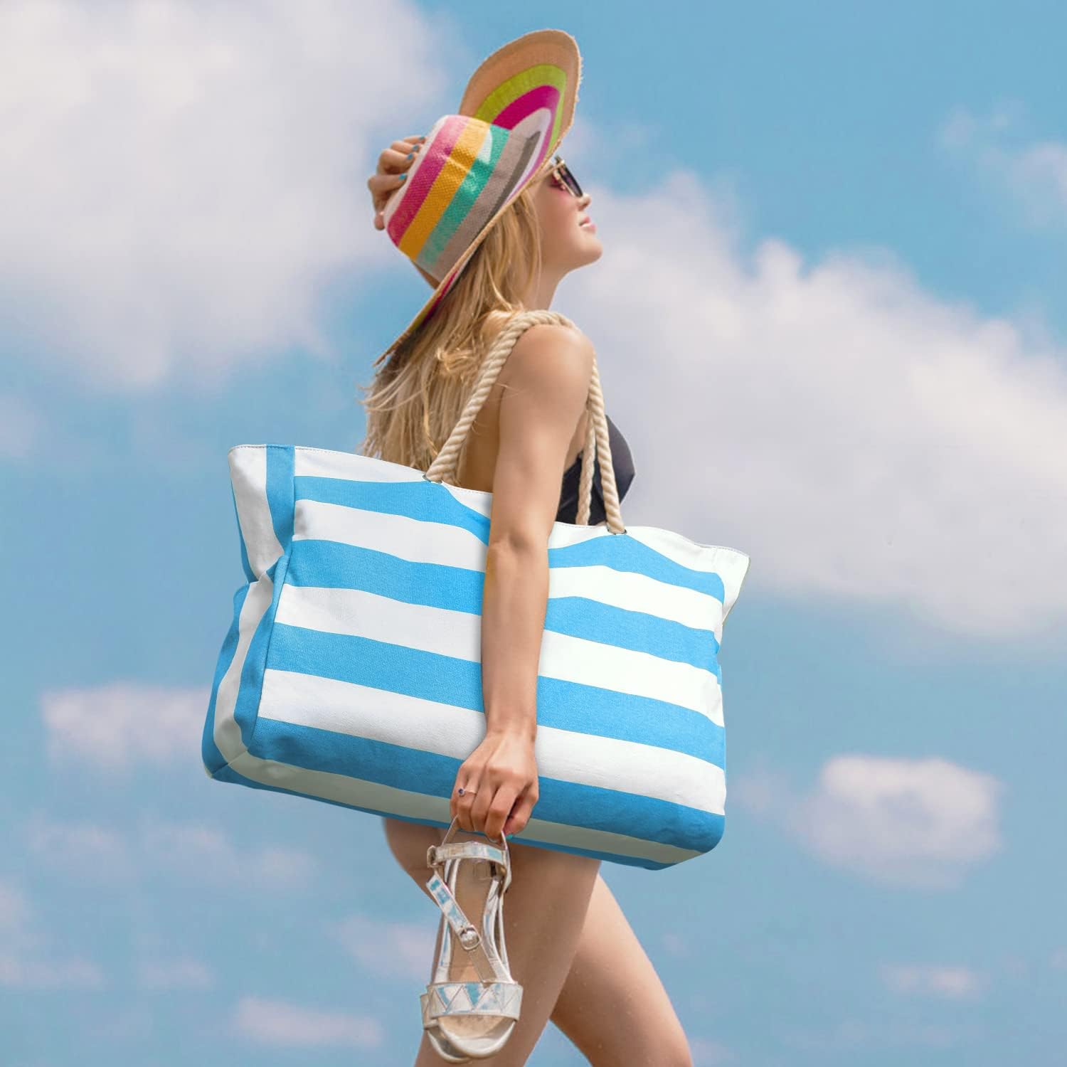 Oversized Beach Tote | Waterproof & Sandproof | 20L Capacity, Reinforced Base & Zippered Closure