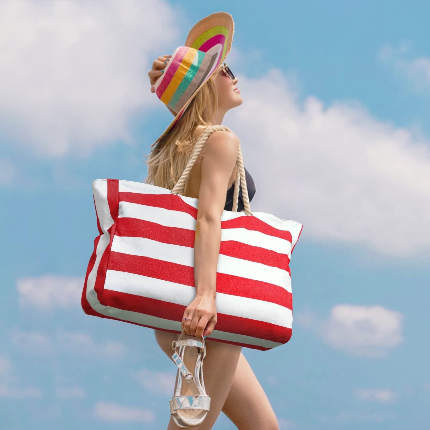 Oversized Beach Tote | Waterproof & Sandproof | 20L Capacity, Reinforced Base & Zippered Closure