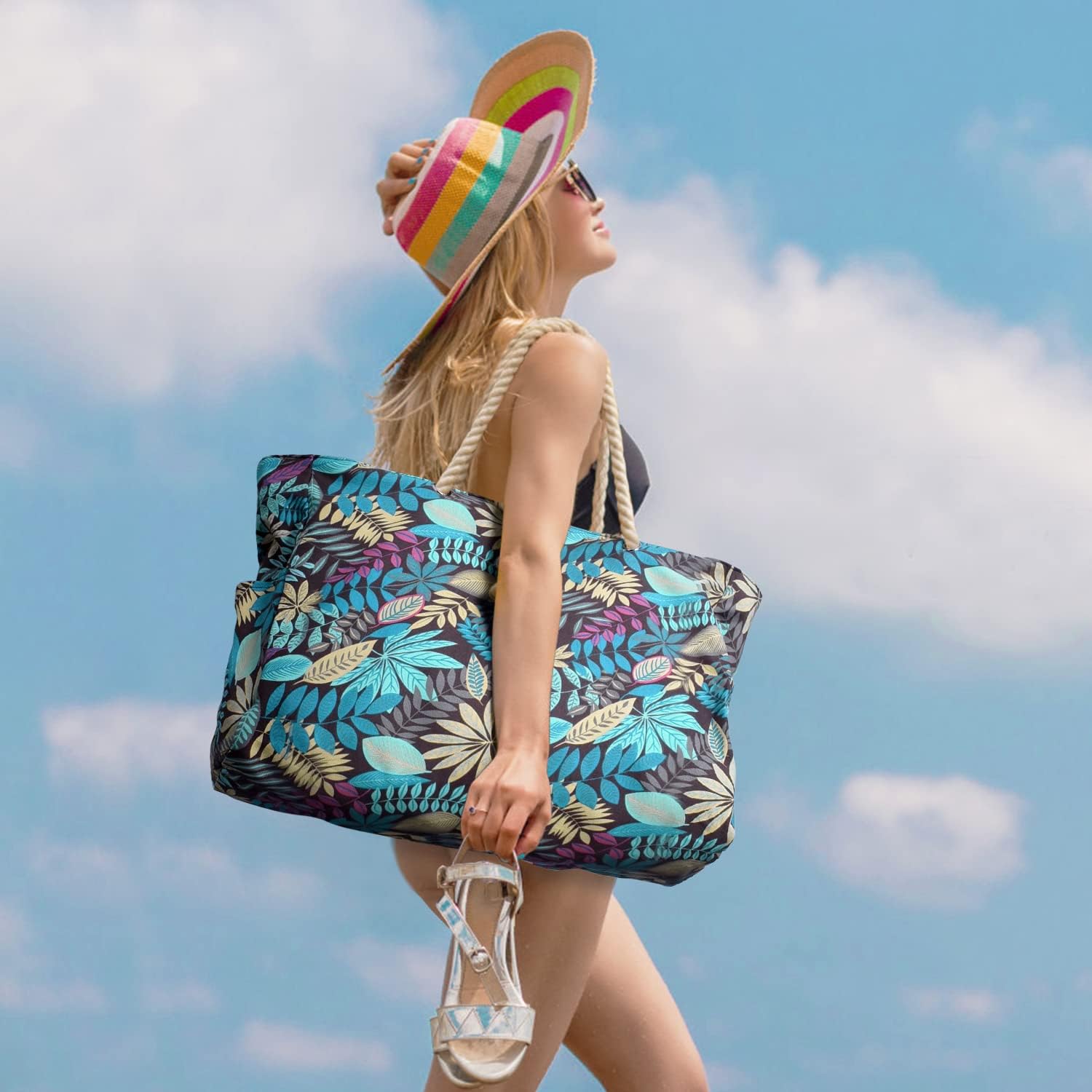 Oversized Beach Tote | Waterproof & Sandproof | 20L Capacity, Reinforced Base & Zippered Closure