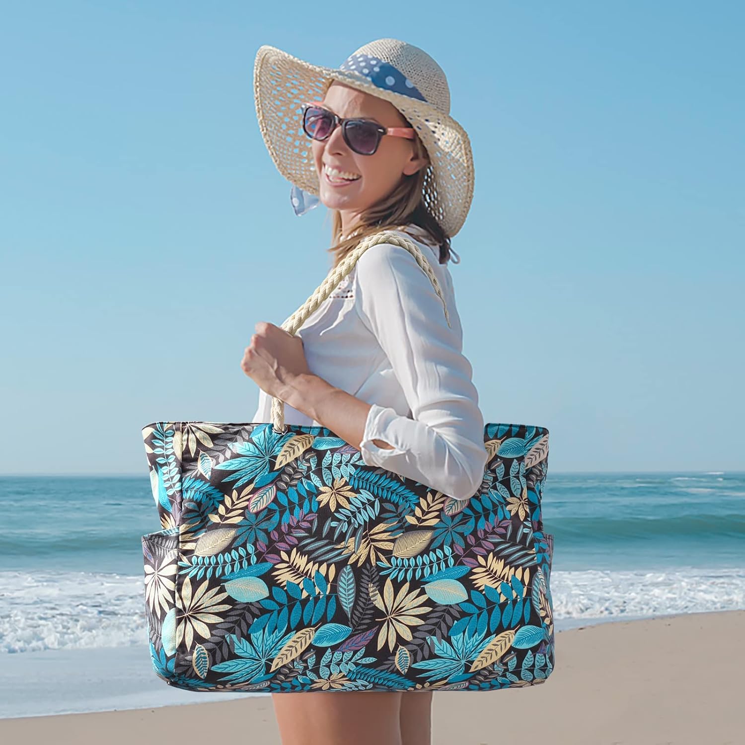 Oversized Beach Tote | Waterproof & Sandproof | 20L Capacity, Reinforced Base & Zippered Closure