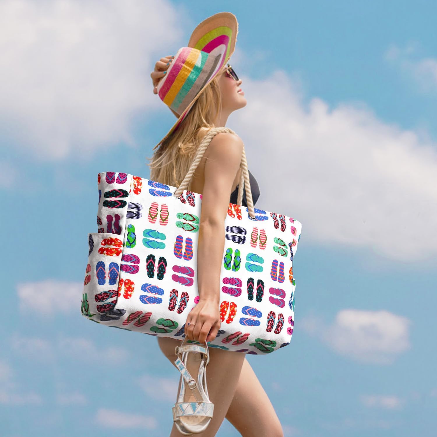 Oversized Beach Tote | Waterproof & Sandproof | 20L Capacity, Reinforced Base & Zippered Closure