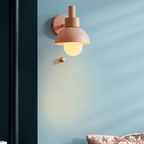 Pastel Wall Lamp | Warm Glow | Iron & Wood Frame | Bedroom & Living Room